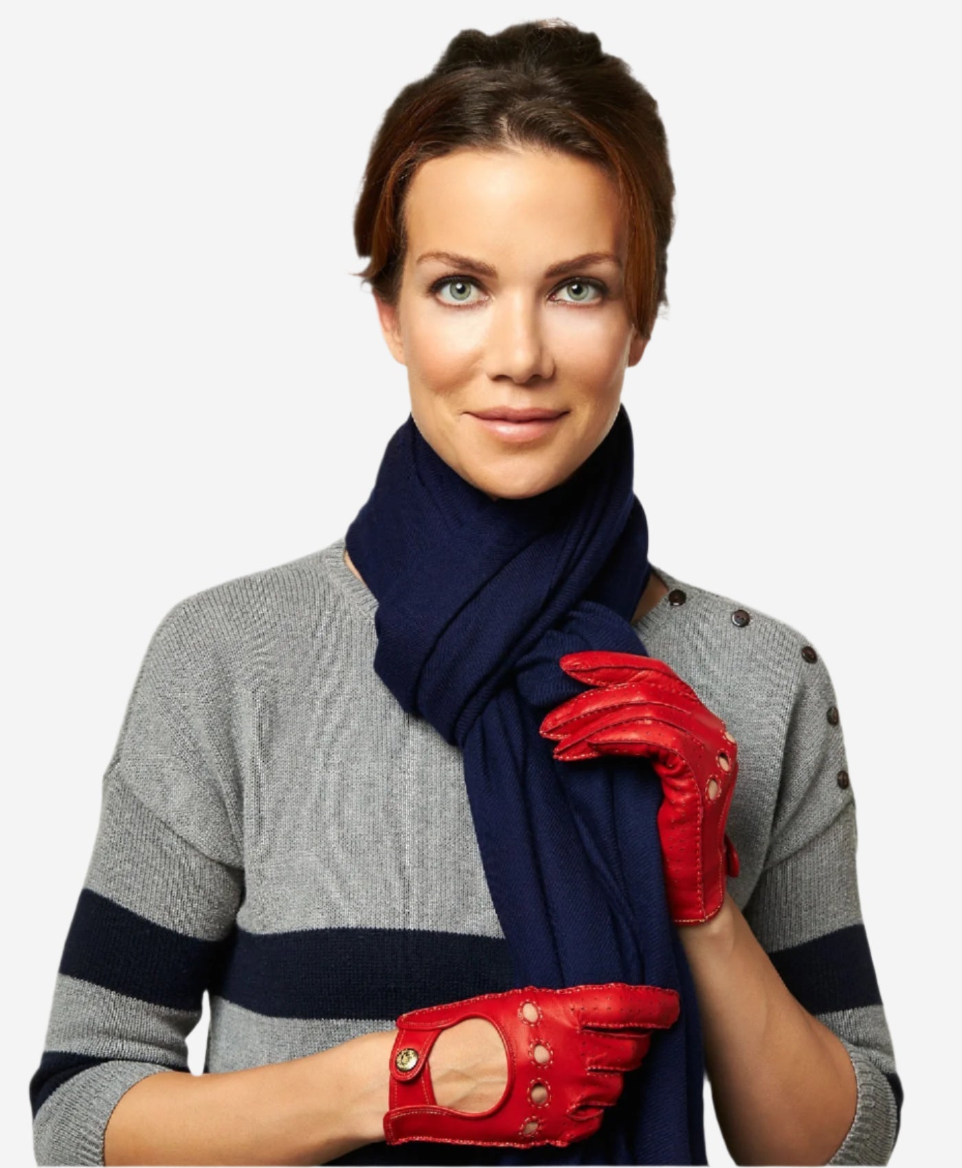 CD4266 (red) - Women’s Italian leather driving gloves with contrast stitching — photo 4 of 10
