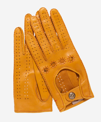 CD4266 (yellow) - Women’s Italian leather driving gloves with contrast stitching — photo 1 of 9