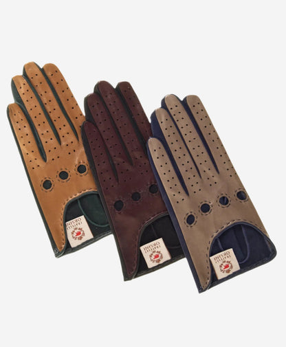 CD4363 (camel/forest) - Women’s two-tone Italian leather driving gloves — photo 3 of 8