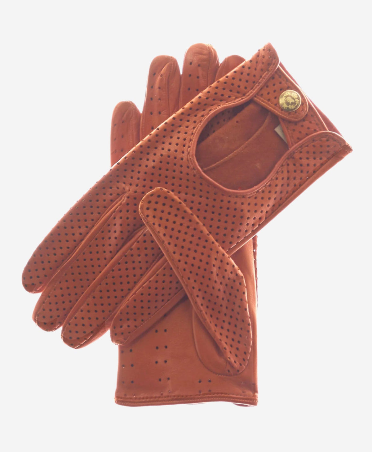CD4466 (cognac) - Women’s Italian ventilated leather driving gloves — photo 1 of 6