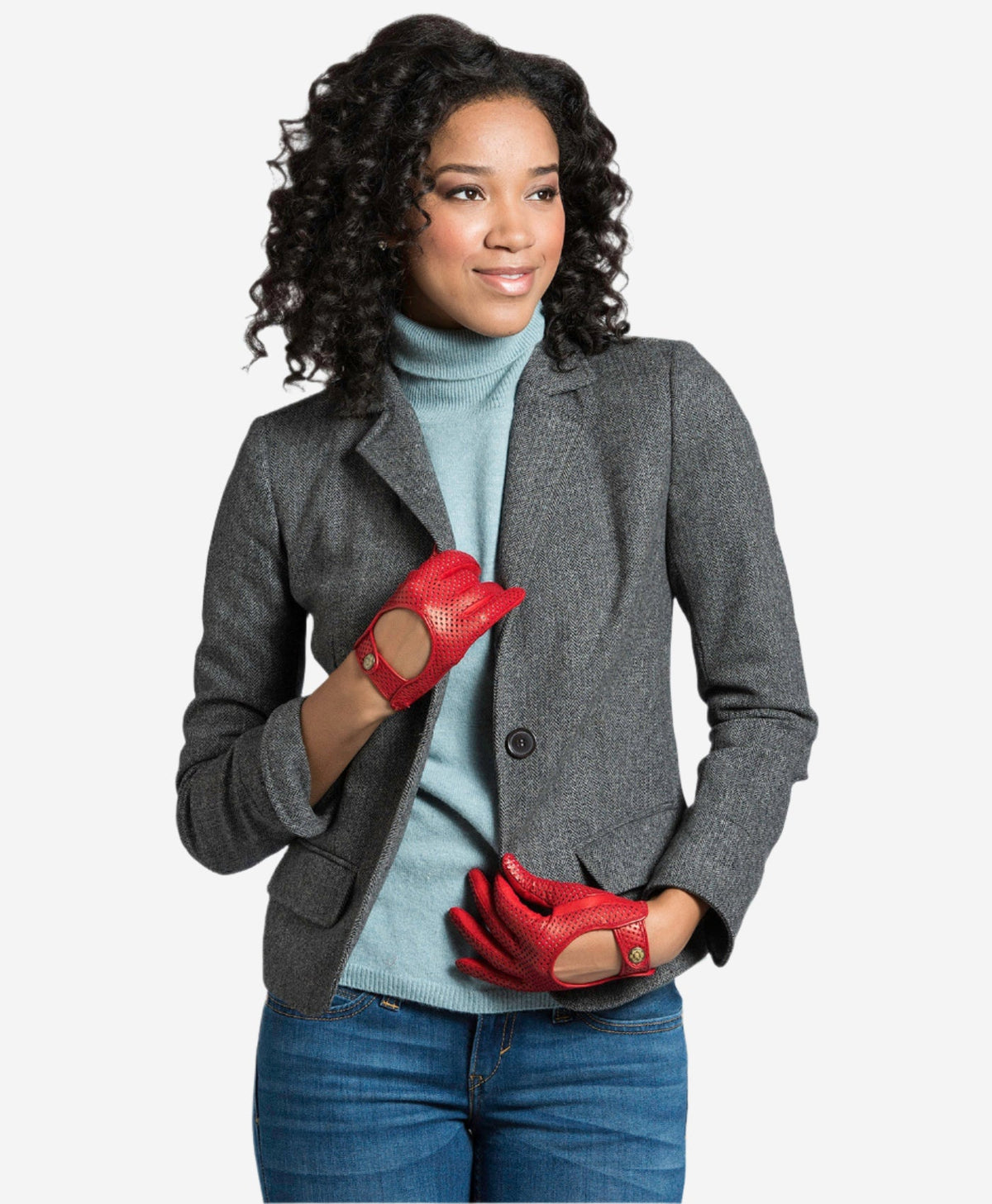CD4466 (red) - Women’s Italian ventilated leather driving gloves — photo 2 of 7