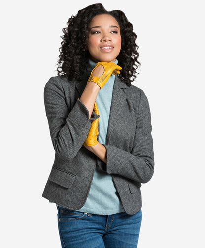 CD4466 (yellow) - Women’s Italian ventilated leather driving gloves — photo 2 of 7