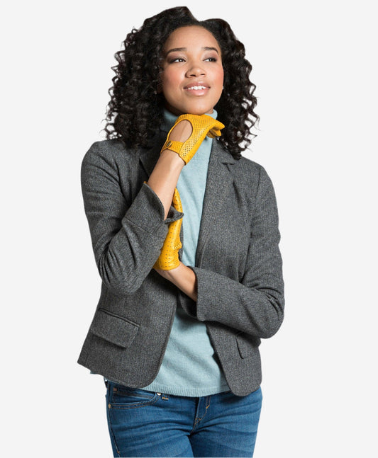CD4466 (yellow) - Women’s Italian ventilated leather driving gloves — photo 2 of 7