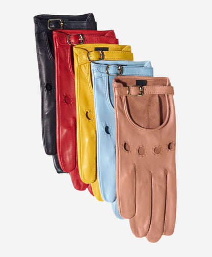 CD4814 (peach) - Women’s Italian leather driving gloves with buckled strap — photo 2 of 7