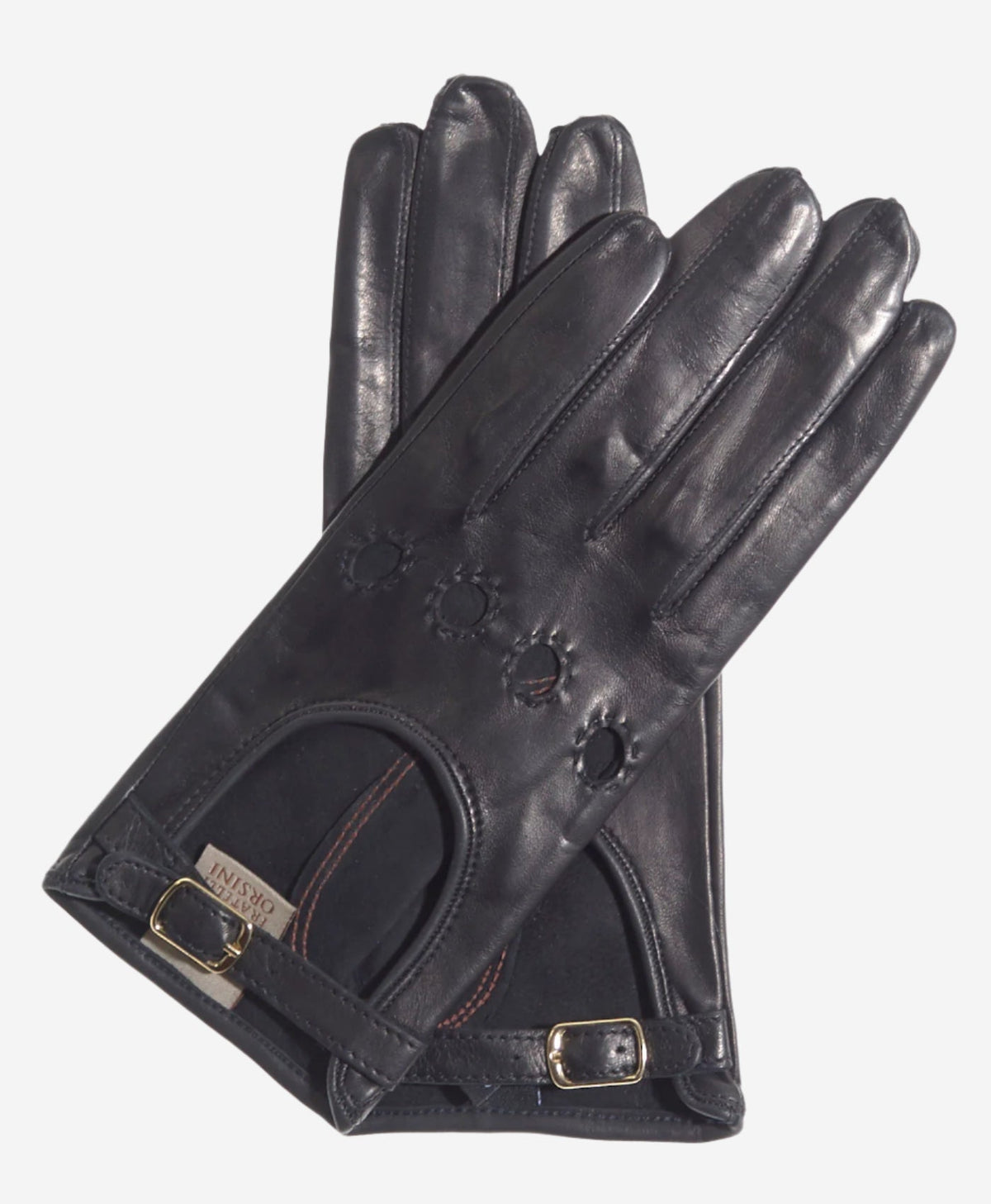 CD4814 (black) - Women’s Italian leather driving gloves with buckled strap — photo 1 of 7
