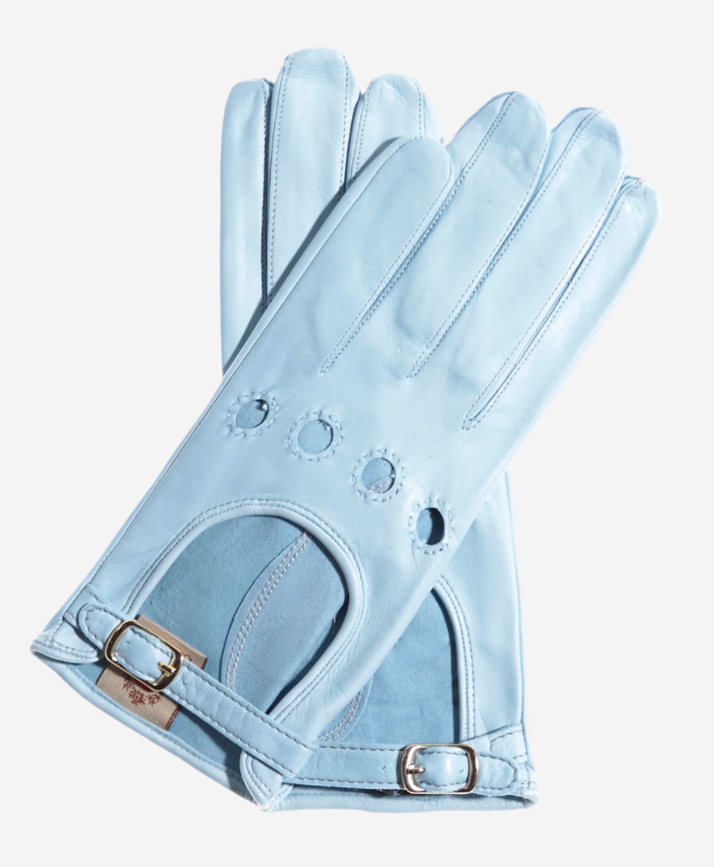 CD4814 (celeste) - Women’s Italian leather driving gloves with buckled strap — photo 1 of 7