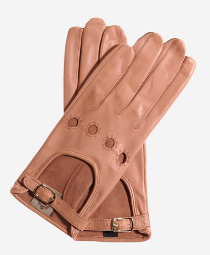 CD4814 (peach) - Women’s Italian leather driving gloves with buckled strap — photo 1 of 7