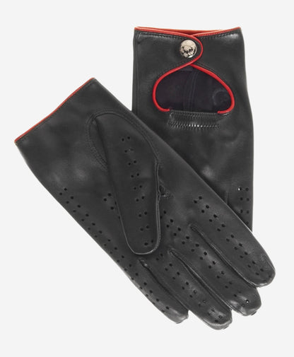 CD4927 (black) - Women’s Italian leather driving gloves with accent piping — photo 1 of 7