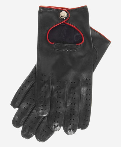 CD4927 (black) - Women’s Italian leather driving gloves with accent piping — photo 2 of 7