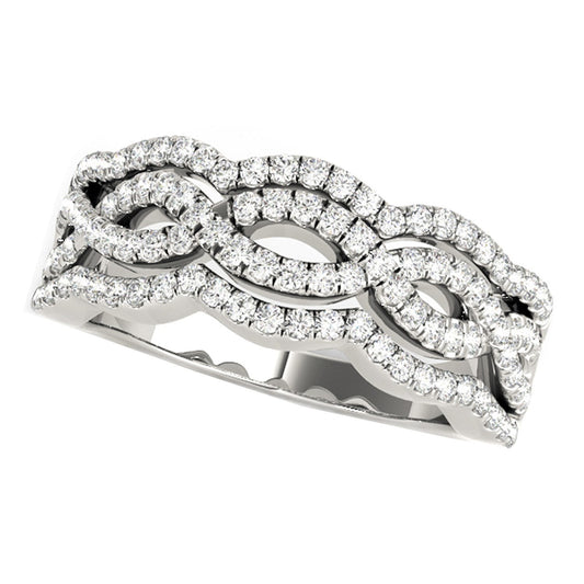 Diamond Studded Ring with Four Curves in 14k White Gold (5/8 cttw) — photo 1 of 8