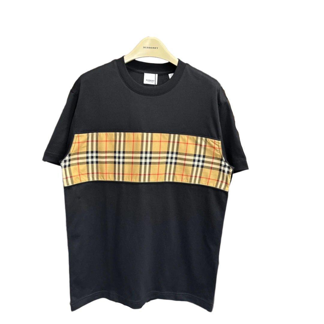 Burberry T-Shirt Without Collar 'Black & Beige' – Luxury Casual Wear