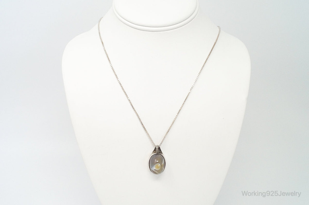 Vintage Agate Sterling Silver Necklace