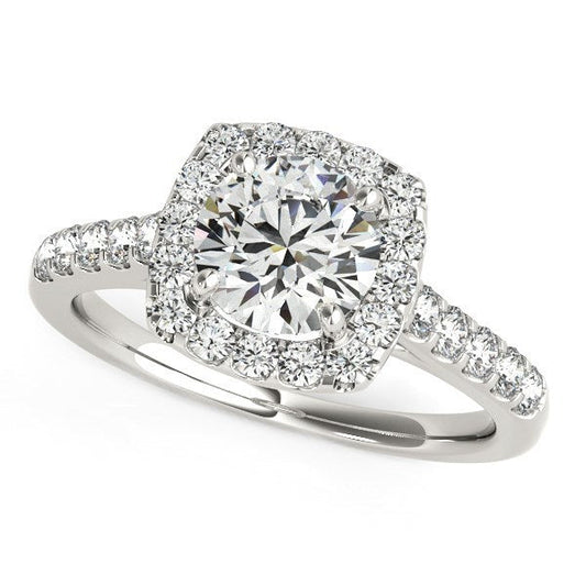 Square Shape Halo Diamond Engagement Ring in 14k White Gold (1 1/2 cttw) — photo 1 of 4