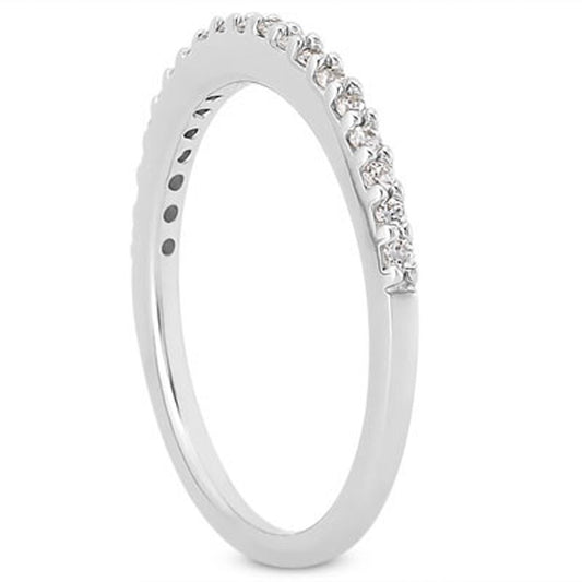 14k White Gold Slim Profile Diamond Micro Prong Diamond Wedding Ring Band — photo 2 of 4