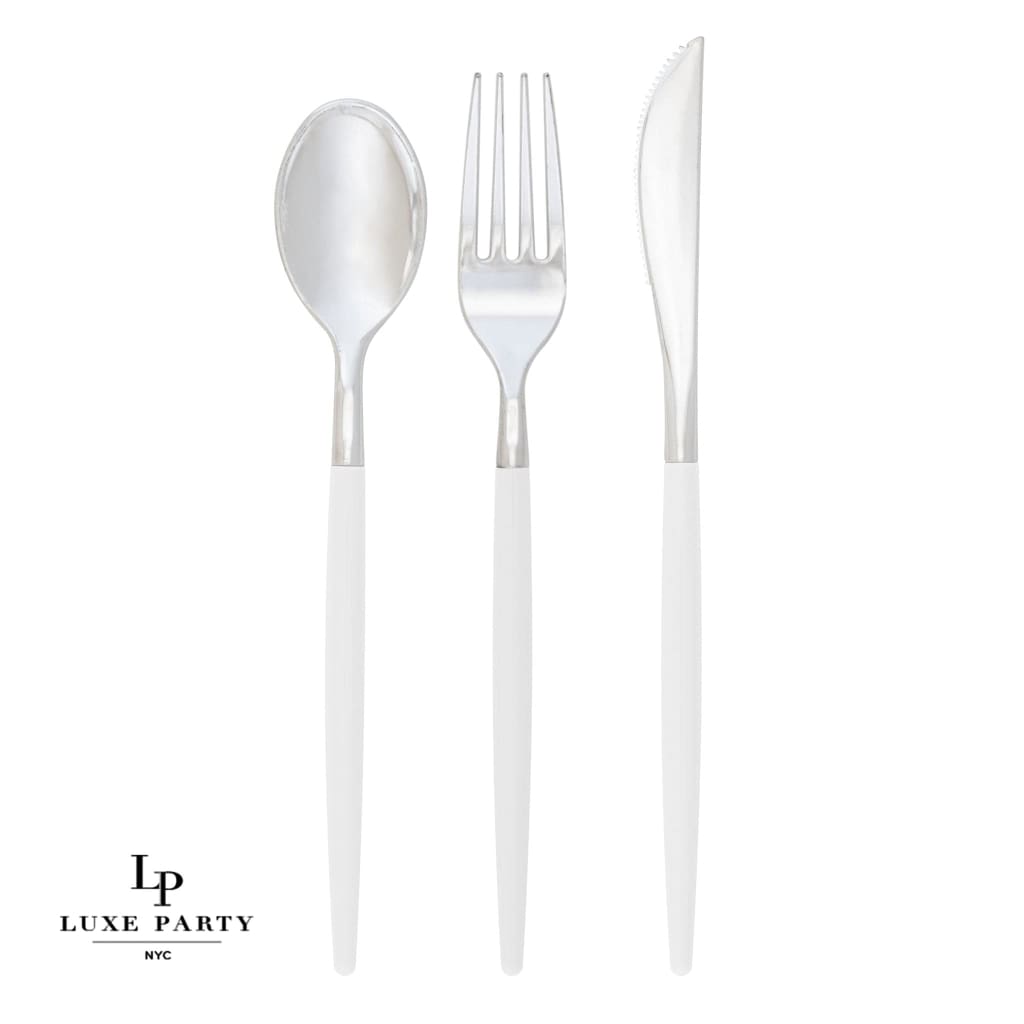 Chic Clear and Silver Plastic Forks | 32 Pieces