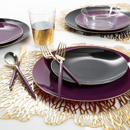 Chic Purple and Gold Plastic Forks | 32 Pieces