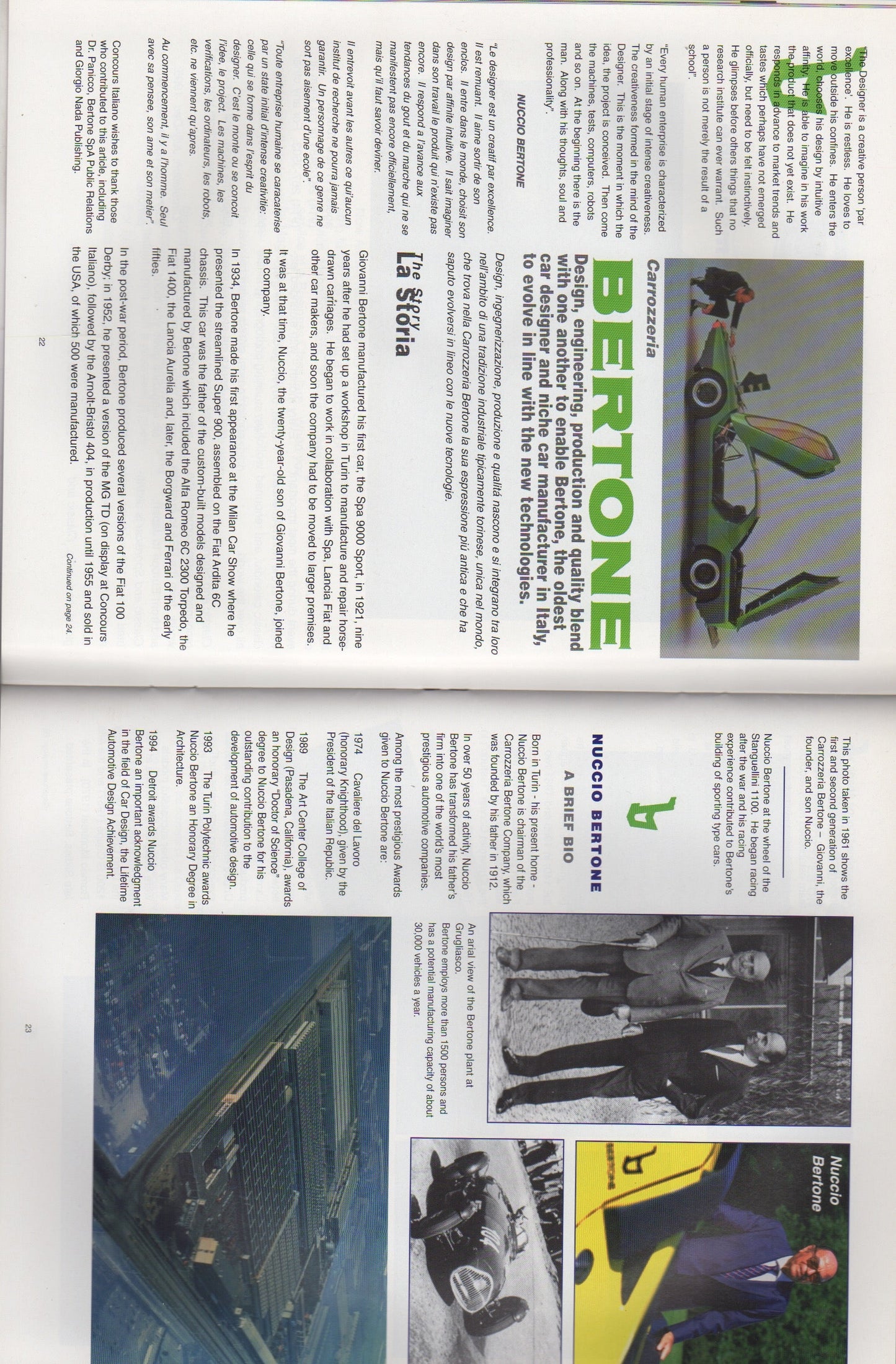 Concours Italiano 1996 Program - Featuring Bertone & Lamborghini