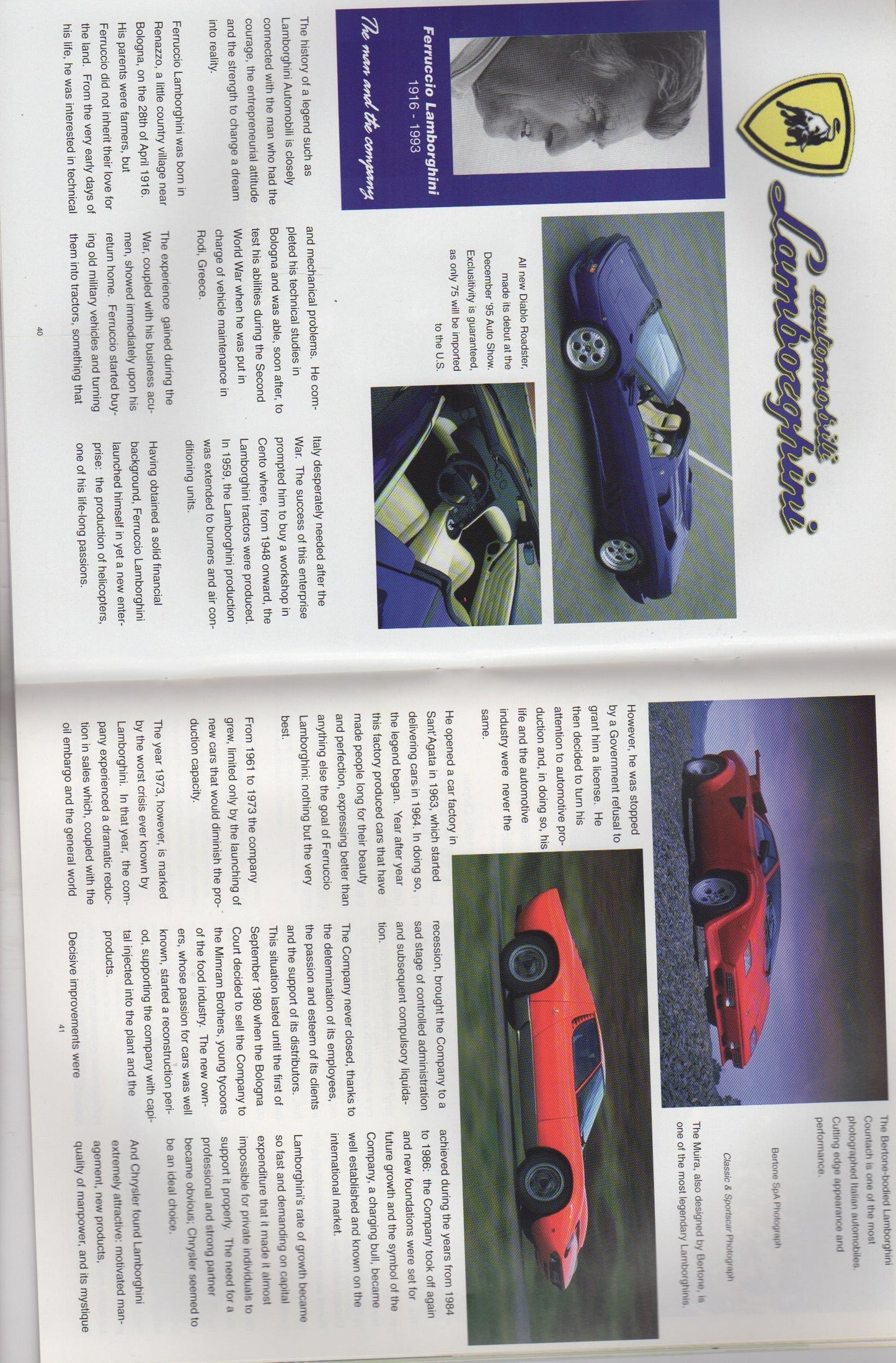 Concours Italiano 1996 Program - Featuring Bertone & Lamborghini