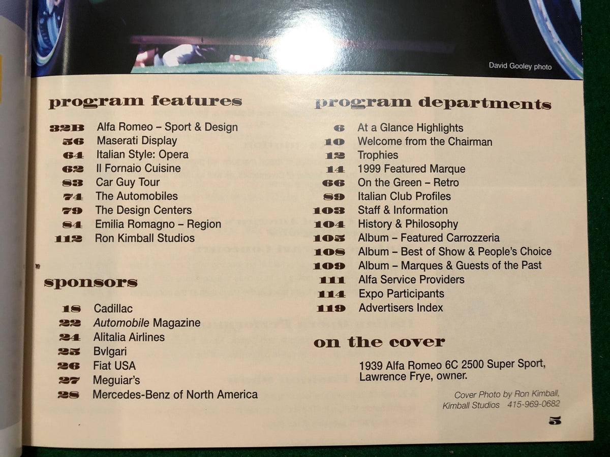 Concours Italiano 1998 Program - Featuring Alfa Romeo