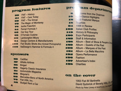 Concorso Italiano 1999 Program - Featuring Fiat