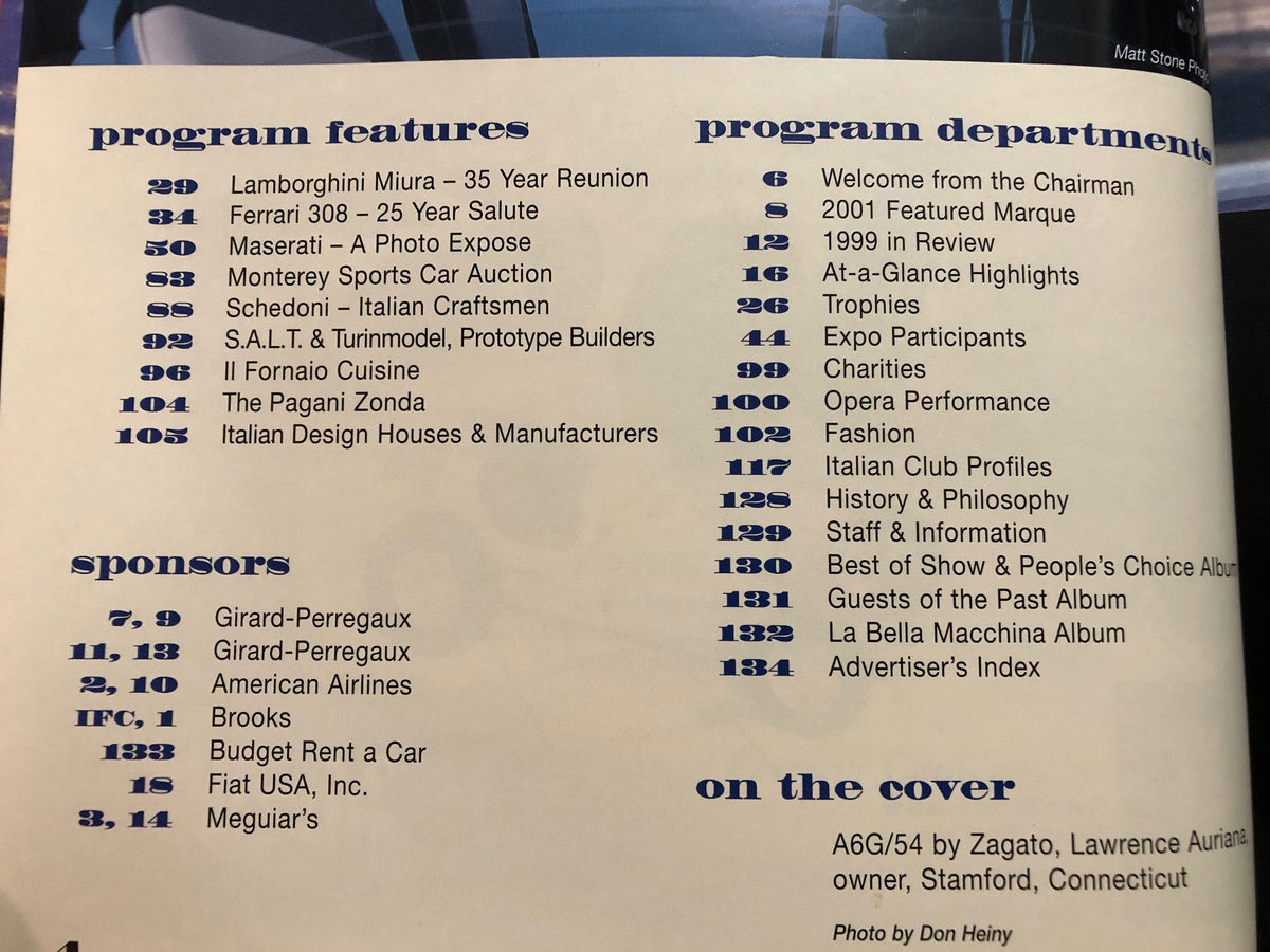 Concorso Italiano 2000 Program - Featuring Maserati