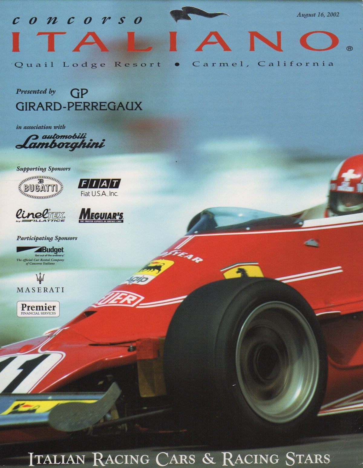 Concorso Italiano 2002 Program - Featuring Racing Cars & Stars