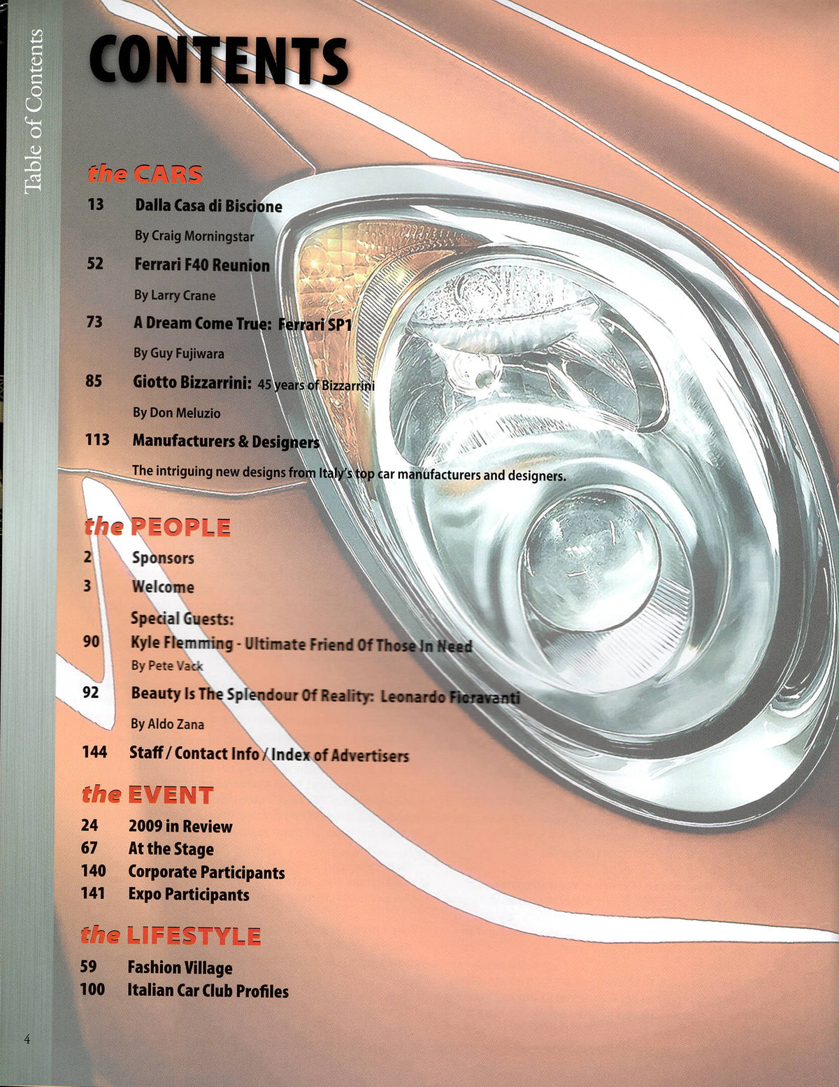 Concorso Italiano 2010 Program - Featuring Alfa Romeo, Leonardo Fioravanti, Ferrari F40 & Bizzarrini