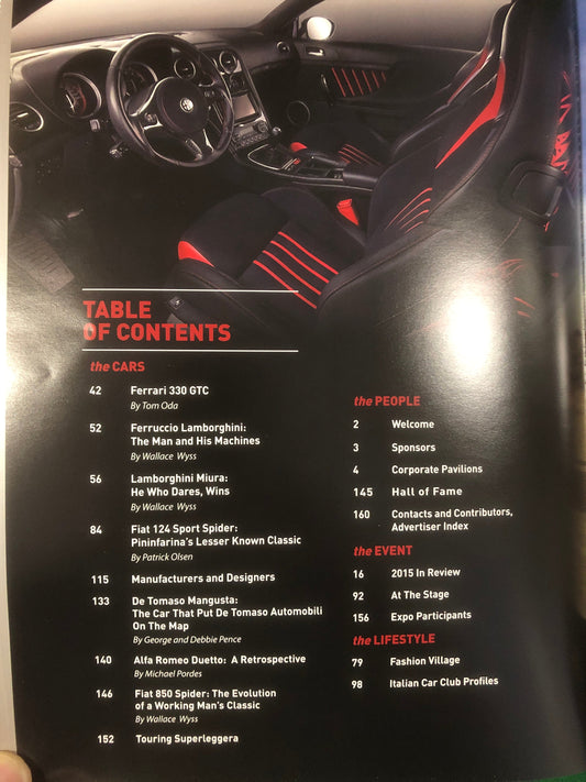 Concorso Italiano 2016 Program - Featuring Lamborghini Miura