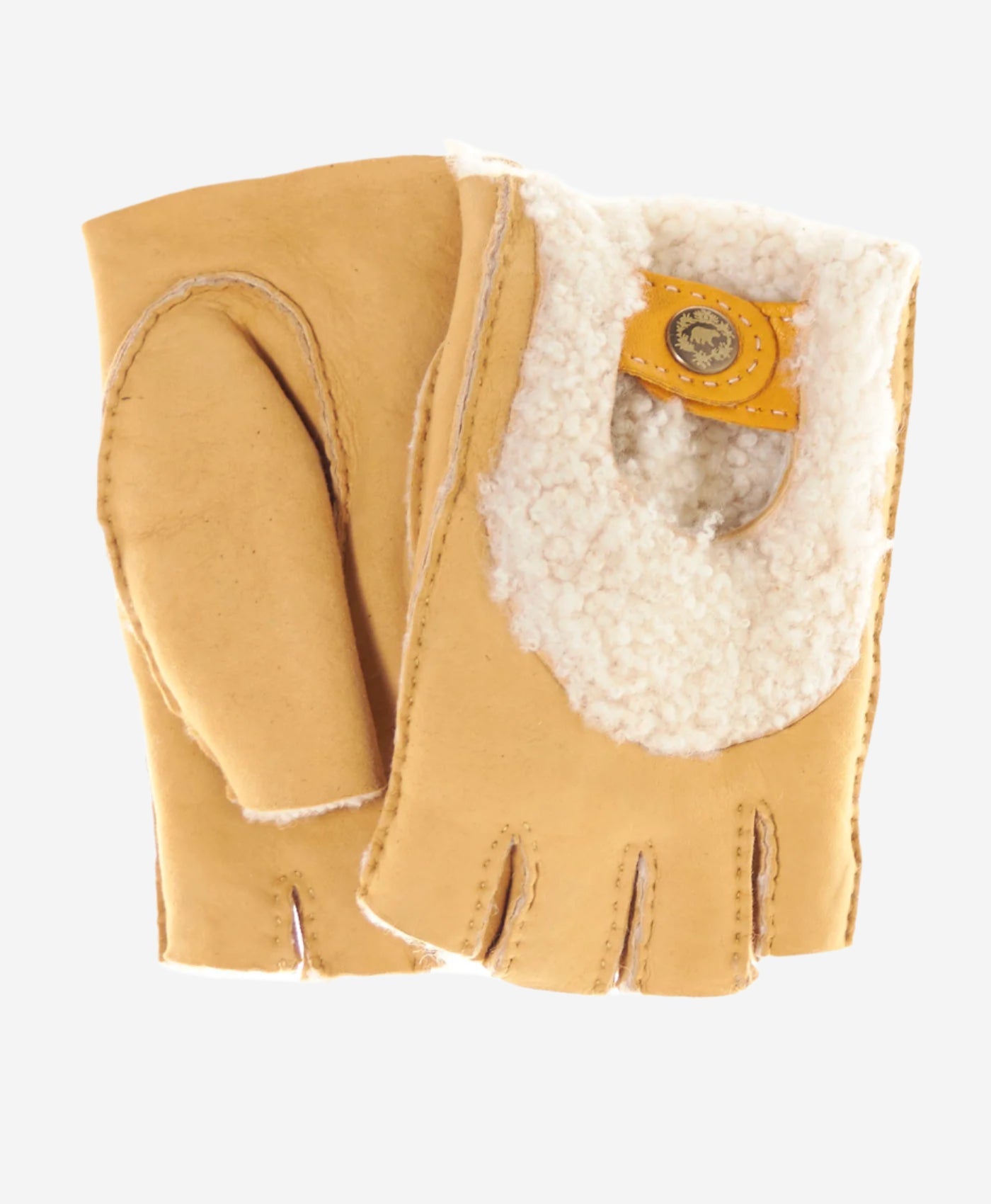 CL4522 (golden) - Women’s Italian shearling fingerless gloves — photo 1 of 8