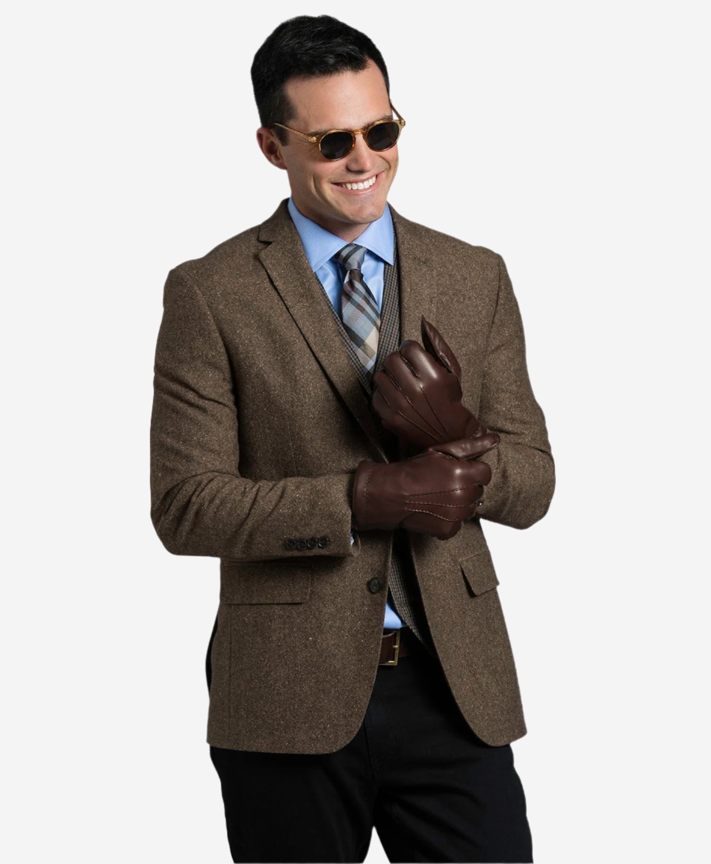 CR3103 (brown) - Men’s handsewn Italian rabbit fur gloves — photo 4 of 10