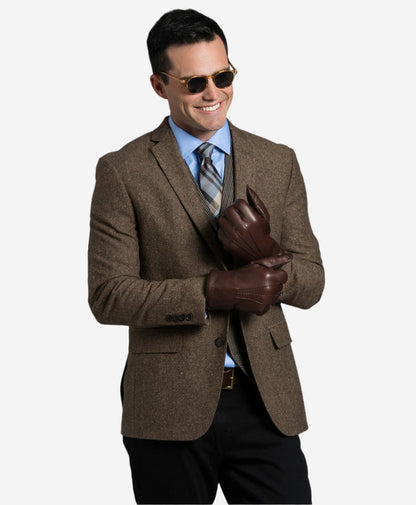 CR3103 (brown) - Men’s handsewn Italian rabbit fur gloves — photo 4 of 10