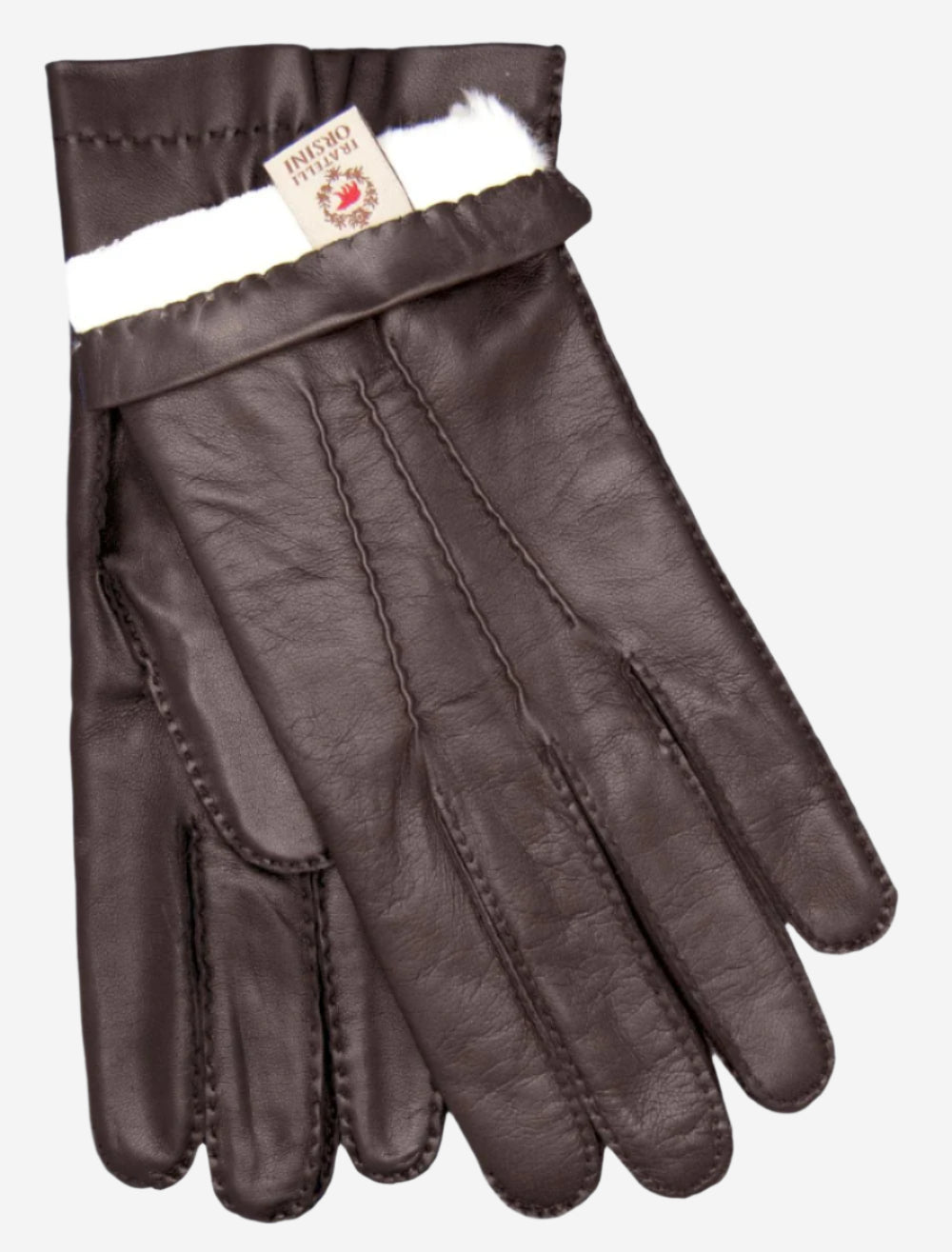 CR3103 (brown) - Men’s handsewn Italian rabbit fur gloves — photo 2 of 10