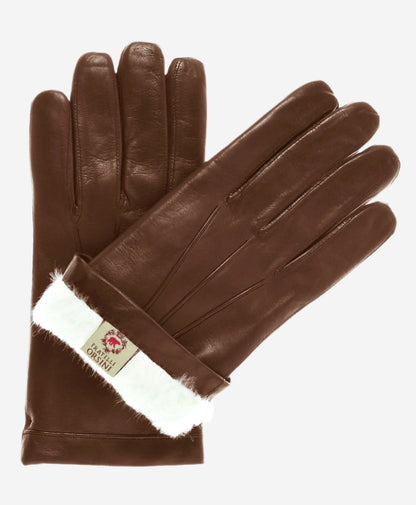 CR3302 (brown) - Men’s cadet Italian rabbit fur gloves with shorter fingers — photo 1 of 6