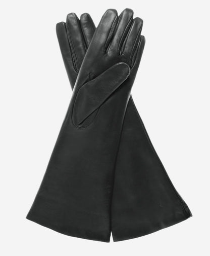 CR4001W6 (black) - Italian rabbit fur lined 6-button length leather gloves — photo 2 of 9