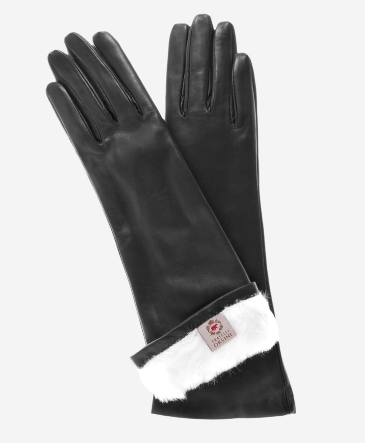 CR4001W6 (black) - Italian rabbit fur lined 6-button length leather gloves — photo 1 of 9