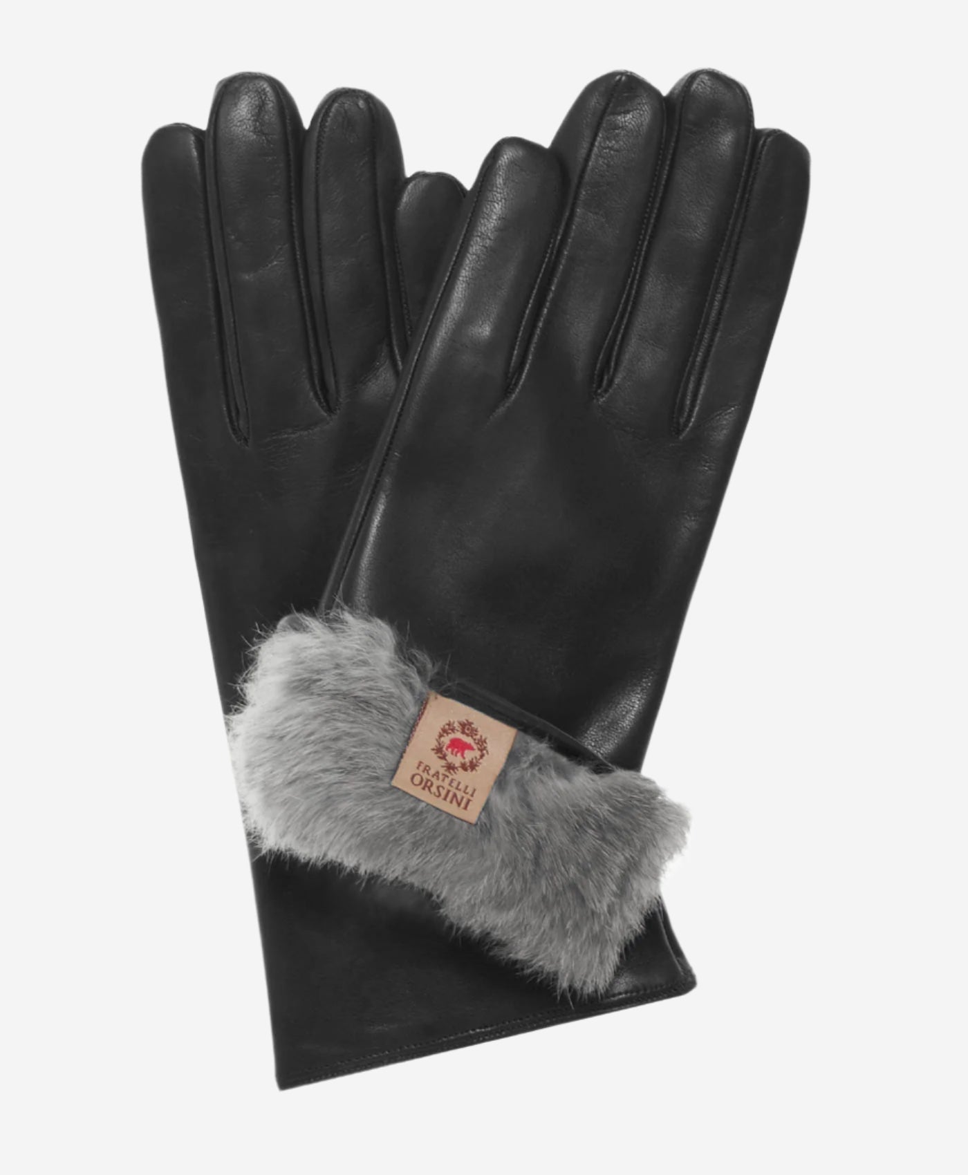 CR4606 (black) - Women's Italian natural rabbit fur gloves 3-button length — photo 1 of 7