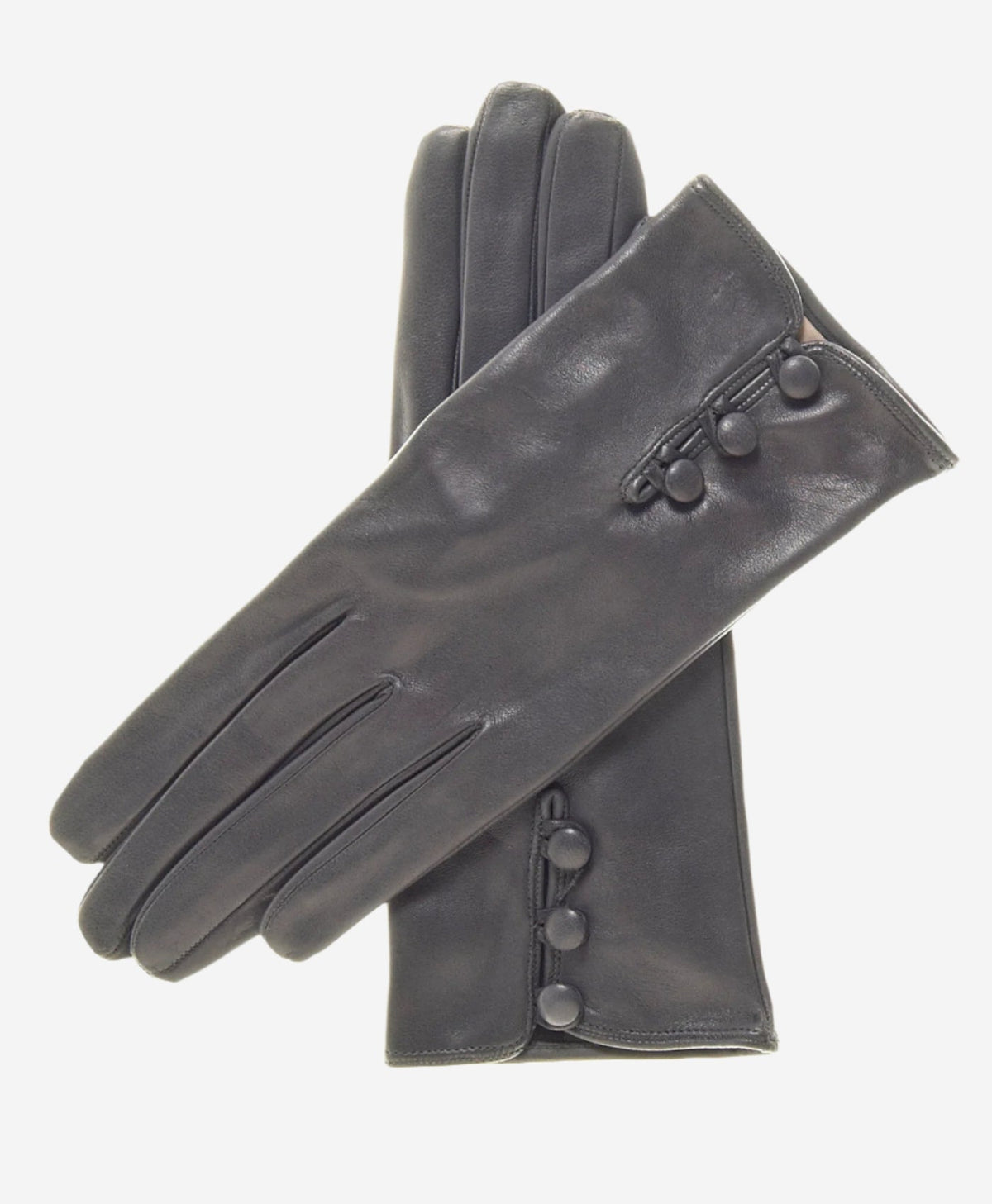 CS4070 (charcoal) - Women's Italian Silk Lined Lambskin Leather Gloves with Buttons — photo 1 of 8