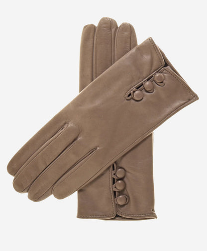 CS4070 (taupe) - Women's Italian Silk Lined Lambskin Leather Gloves with Buttons — photo 1 of 8