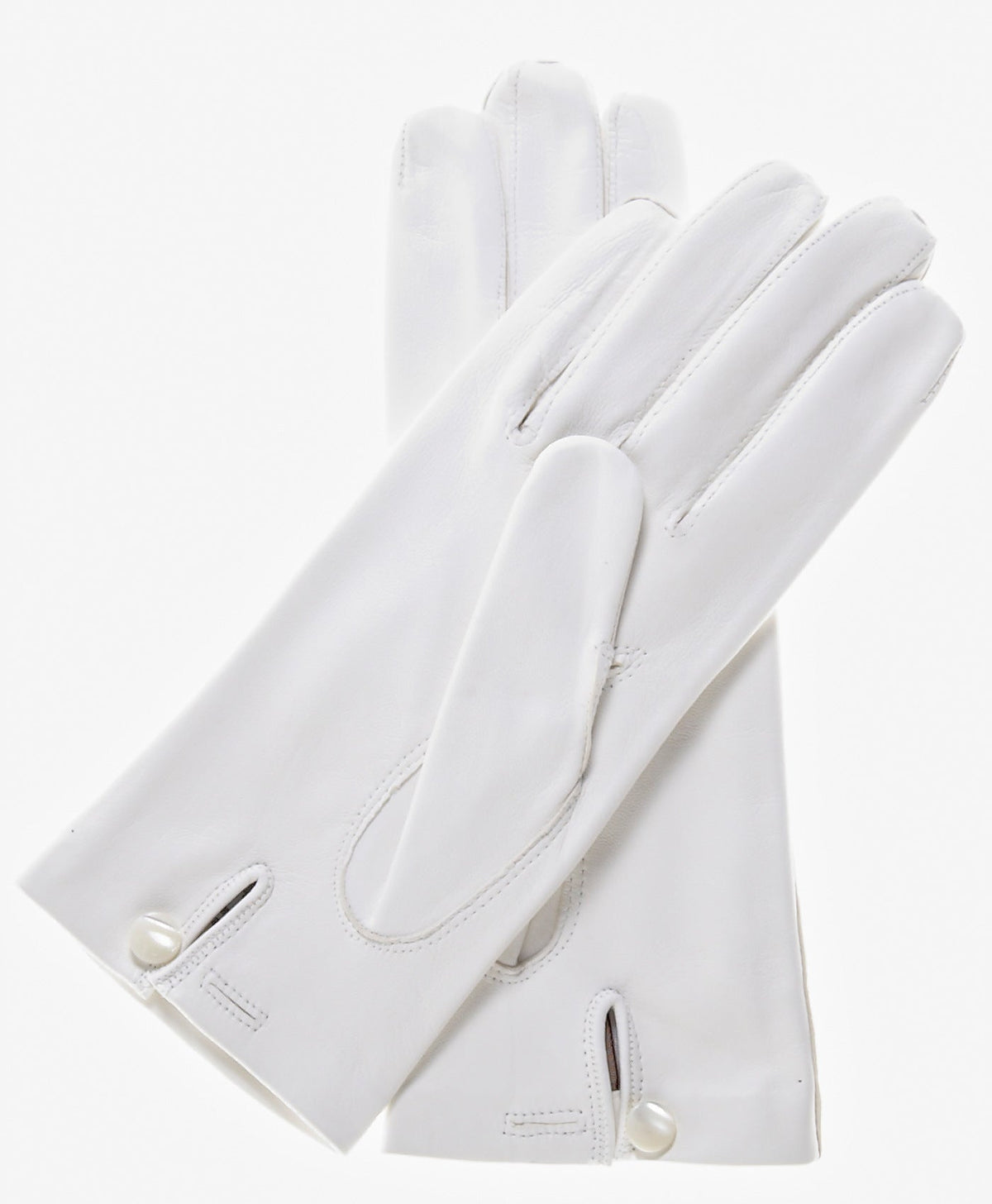 CS4101 (white) - Italian Silk Lined White Leather Wedding Gloves — photo 2 of 8