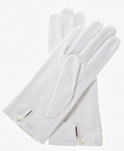 CS4101 (white) - Italian Silk Lined White Leather Wedding Gloves — photo 2 of 8