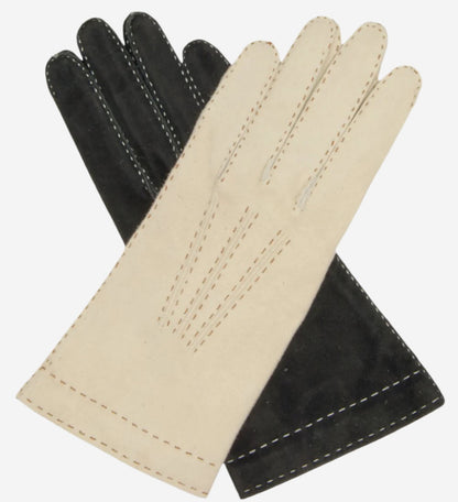 CS4104 (black) - Women's Italian Silk Lined Handsewn Leather Gloves with Contrast Stitching — photo 3 of 9