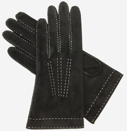 CS4104 (black) - Women's Italian Silk Lined Handsewn Leather Gloves with Contrast Stitching — photo 1 of 9