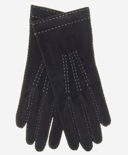 CS4104 (black) - Women's Italian Silk Lined Handsewn Leather Gloves with Contrast Stitching — photo 2 of 9