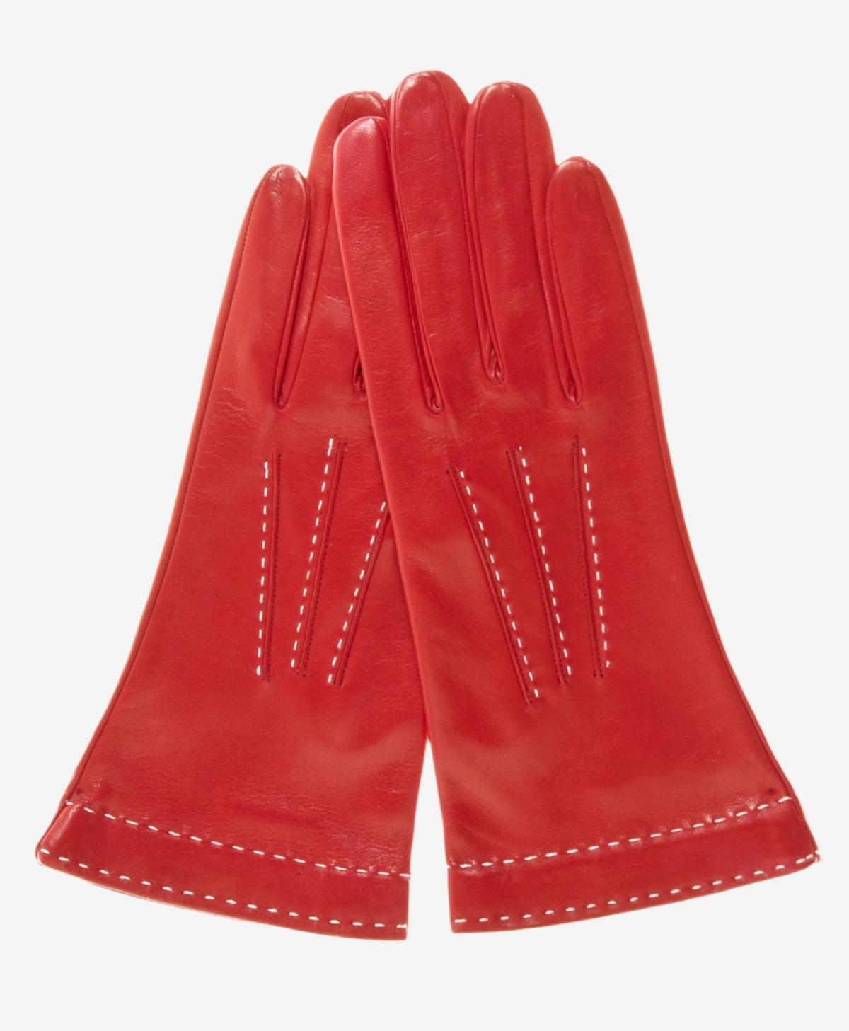 CS4204 (red) - Women's Italian Silk Lined Leather Gloves with Contrast Decorative Stitching — photo 1 of 8