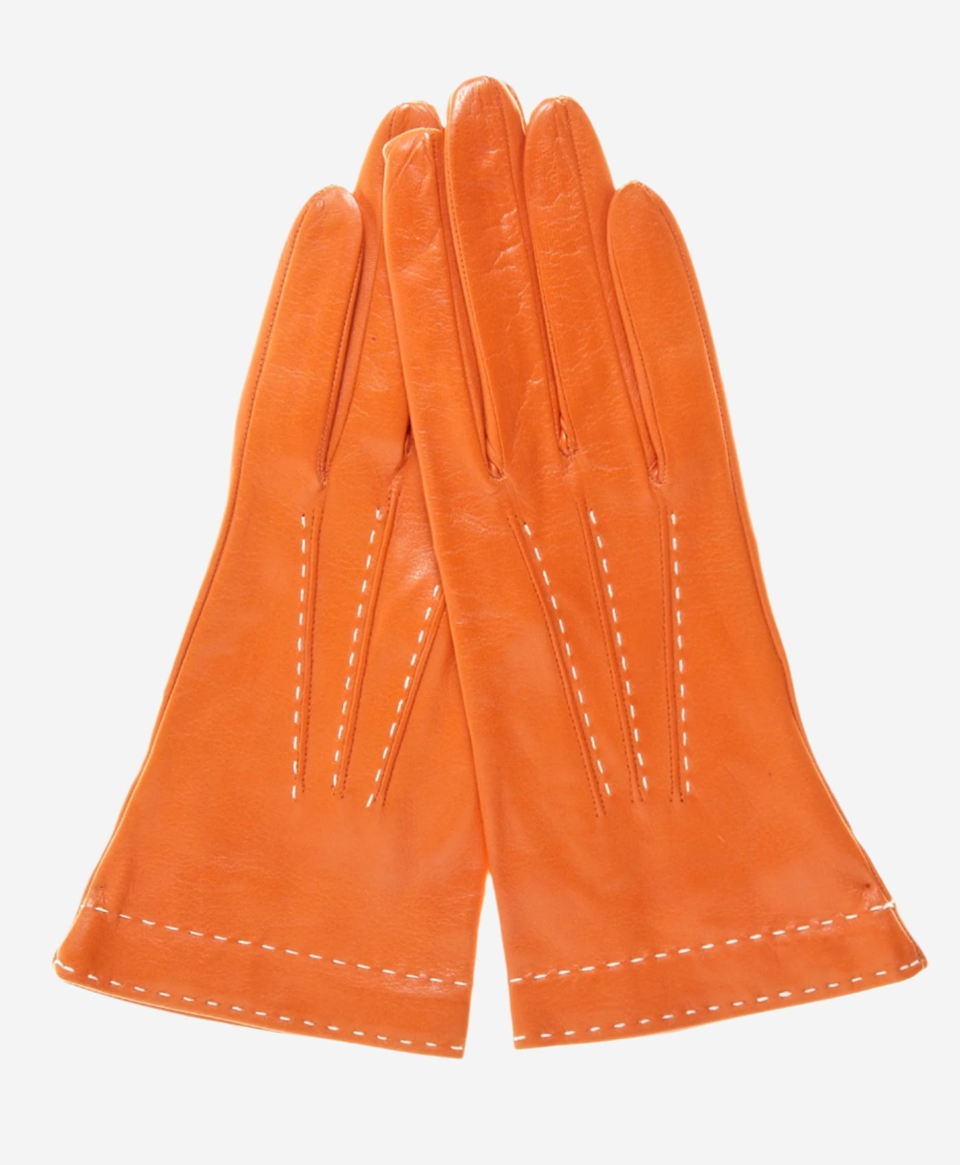 CS4204 (rust) - Women's Italian Silk Lined Leather Gloves with Contrast Decorative Stitching — photo 1 of 8