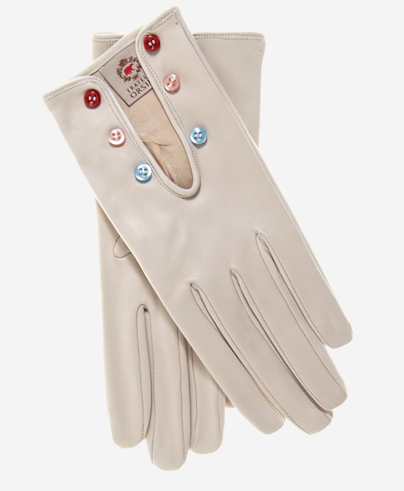 CS4312 (cream) - Women's Italian Silk Lined Gloves with Buttons — photo 1 of 8