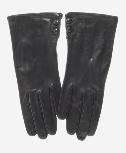 CS4345 (black) - Women's Italian Silk Lined Leather Gloves with 2 Buttons — photo 2 of 8