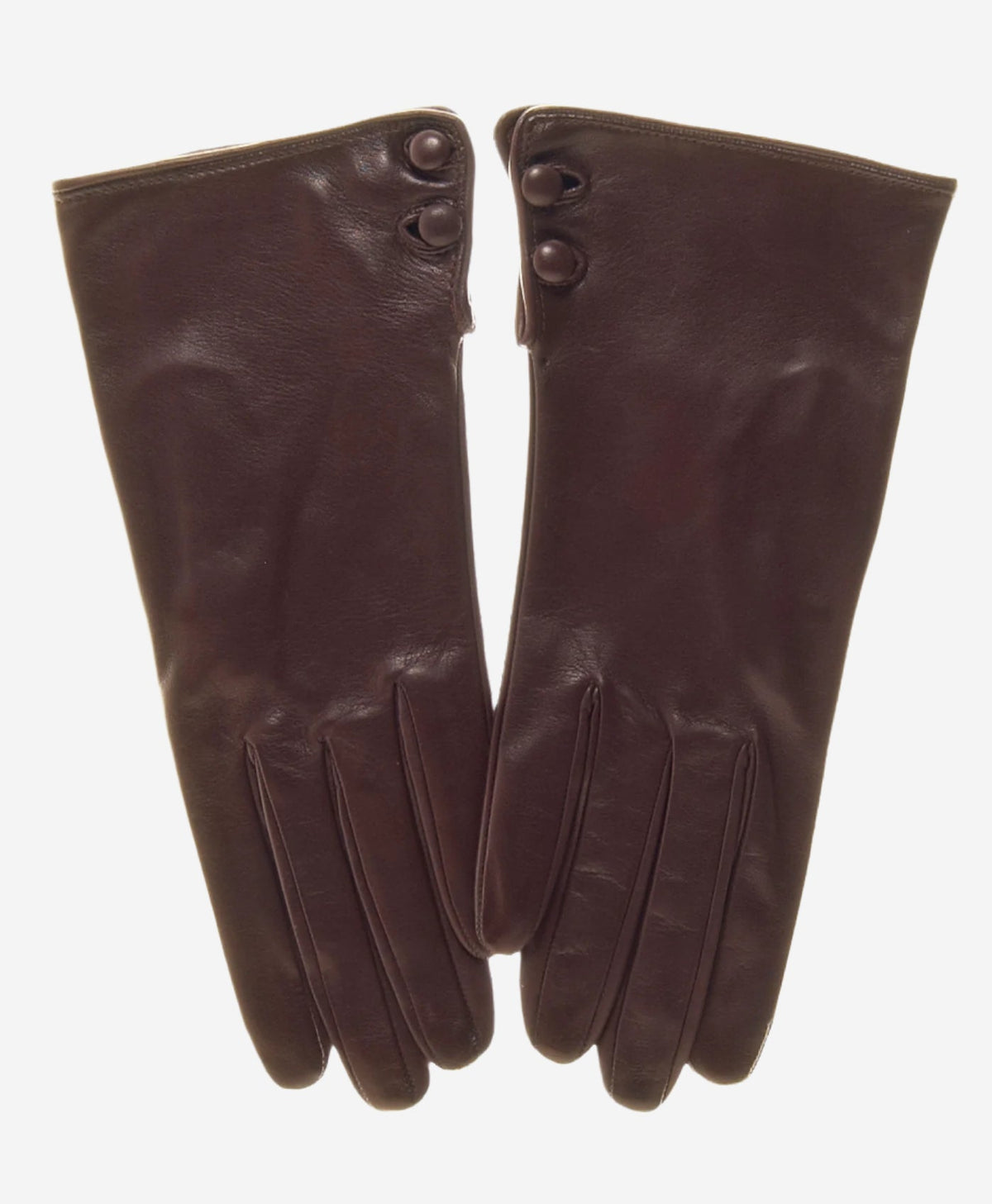 CS4345 (brown) - Women's Italian Silk Lined Leather Gloves with 2 Buttons — photo 2 of 8
