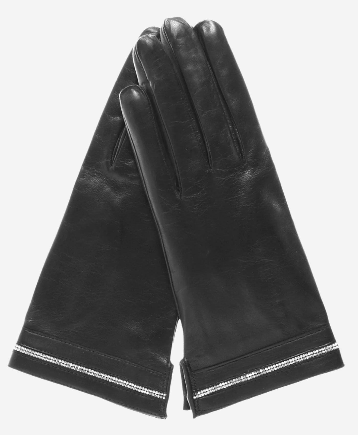 CS4461 (black) - Women's Italian Silk Lined Leather Gloves  with Swarovski Crystal Trim — photo 3 of 10