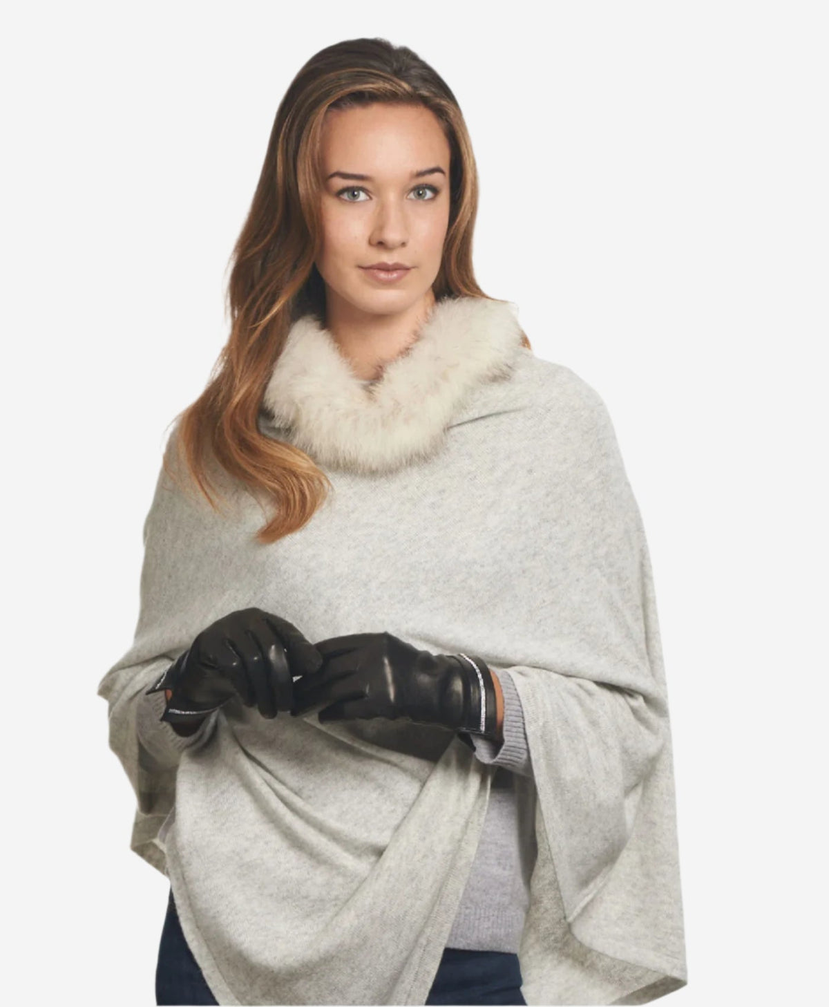 CS4461 (black) - Women's Italian Silk Lined Leather Gloves  with Swarovski Crystal Trim — photo 4 of 10